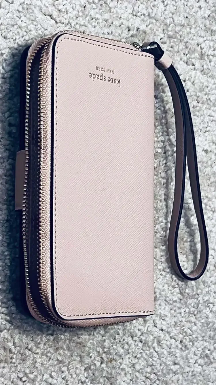 Kate Spade iPhone X / XS Wallet Case Zip Wristlet Blush Pink.